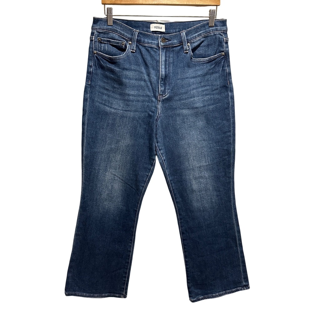 Pistola Roslyn High Rise Crop Boot Jeans Womens 32 Blue Stretch Casual Denim‎